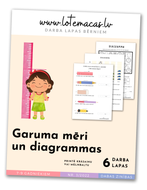 Garuma mēri un diagrammas, 6 darba lapas, 7 - 8 gadus veciem bērniem