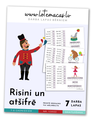 Risini un atšifrē, 7 darba lapas, 7 - 8 gadus veciem bērniem