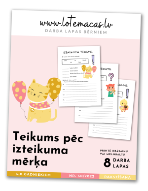 Teikums pēc izteikuma mērķa, 8 darba lapas, 6 - 8 gadus veciem bērniem