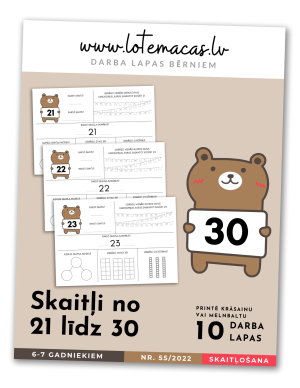 Skaitļi 21-30, 10 darba lapas, 6 - 7 gadniekiem