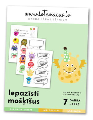 Iepazīsti mošķīšus, 7darba lapas, 6 - 8 gadus veciem bērniem