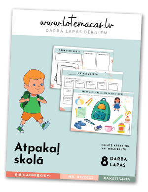 Atpakaļ skolā, 8 darba lapas, 6 - 8 gadus veciem bērniem
