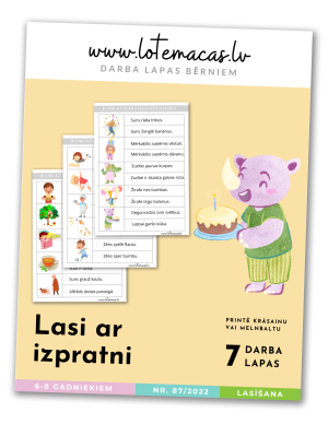 Lasi ar izpratni, 7 darba lapas, 6 - 8 gadus veciem bērniem