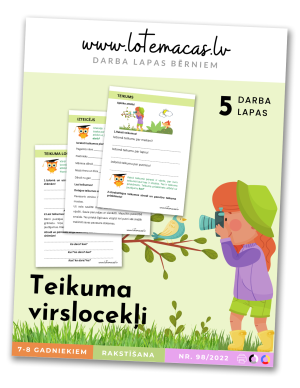 Teikuma virslocekļi, 5 darba lapas, 7 - 8 gadus veciem bērniem