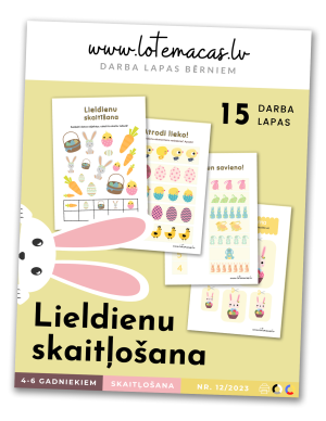 Lieldienu skaitļošana, 15 darba lapas, 4 - 6 gadus veciem bērniem