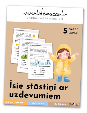 Īsie stāstiņi ar uzdevumiem par gadalaikiem, 5 darba lapas, 6 - 7 gadus veciem bērniem