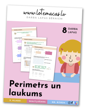Perimetrs un laukums, 8 darba lapas, 3. klasei