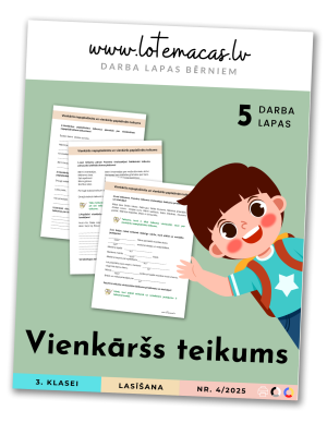 Vienkāršs teikums, 5 darba lapas, 3. klasei