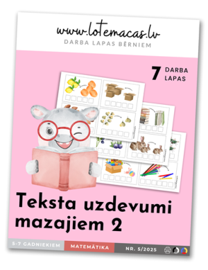 Teksta uzdevumi mazākajiem 2, 7 darba lapas, 5 - 7 gadus veciem bērniem